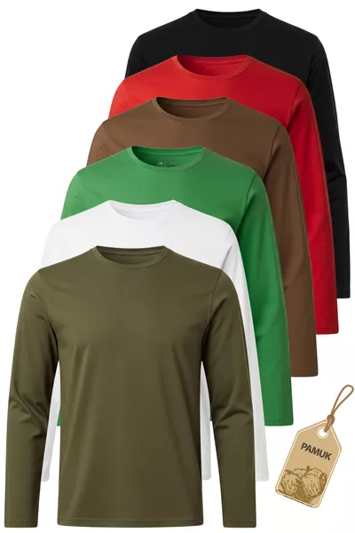 Girls and Boys Children 6-Piece Set Basic Design Plain Seasonal Long Sleeve T-Shirt Bodysuit (St-3)