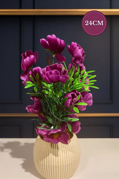 см мини изкуствено цвете, декоративна саксия, цвете за маса, малък размер, естествен камък, мъх в саксия