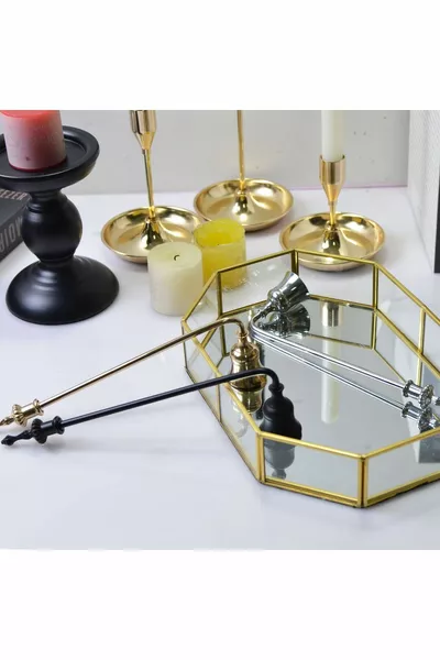 مطفأة شموع يدوية الصنع من الأرز بحجم  سم اللون ذهبي