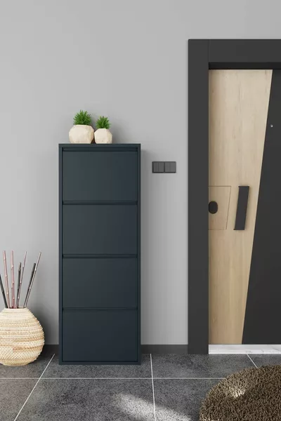 Quadruple Metal Shoe Rack Anthracite