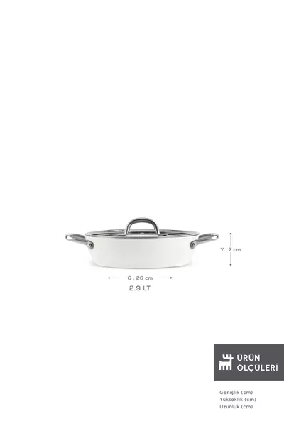 x Refika Pentola per Melanzane Ripiene con Manici in Metallo e Cristallo Svizzero  Cm Creamy