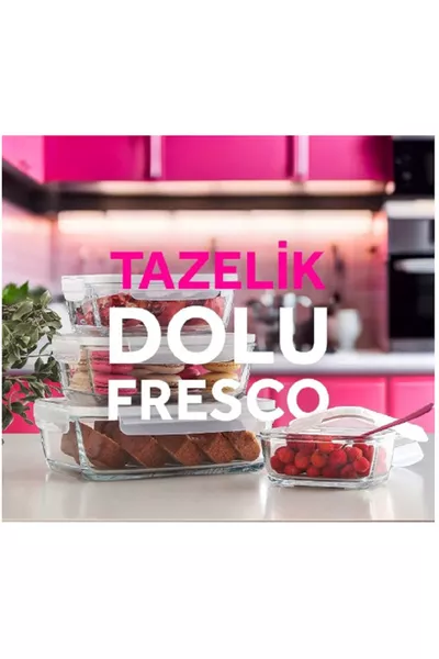 Fresco Lockable Glass Storage Container 3-Piece Set cc Rectangular () with White Lid