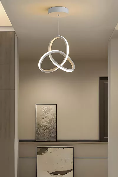 Nelvador Beyaz Modern Ultra Beyaz Ledli Sarkık Ledli Avize