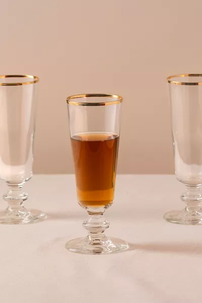 Pure Gold Gilded Imported Set of 4 Coffee Side Glasses  cc