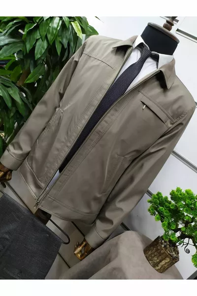 سترة رجالية كلاسيكية صيفية وربيعية مبطنة بياقة من القماش المحاك - رقم الإضافة 