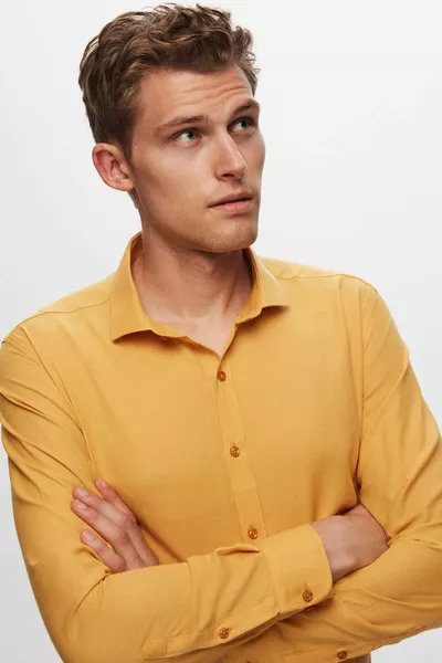 Chemise Homme Slim Fit Couleur Moutarde