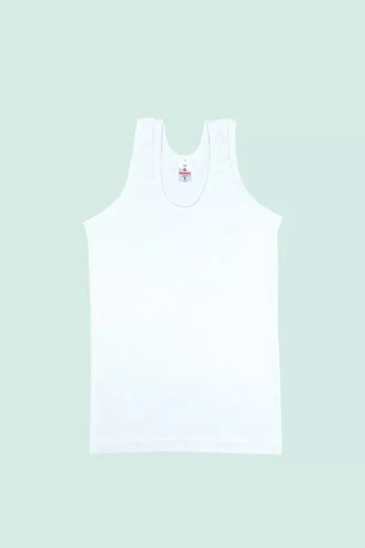 6-Pack White Ribbed Cotton Boys' Sleeveless Stretch Tank Top