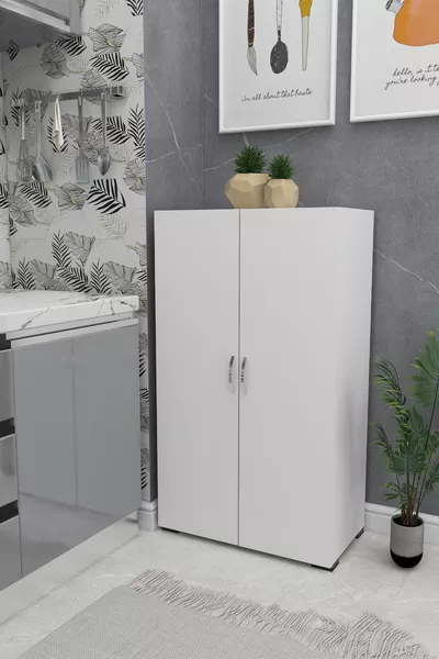 خزانة متعددة الاستخدامات ببابين للمطبخ - الحمام - المدخل - المكتب - الممر - المخزن بغطائين