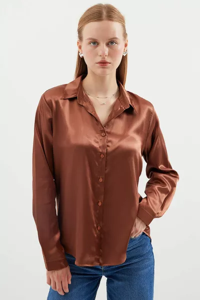  قميص ستان فاتح - بني