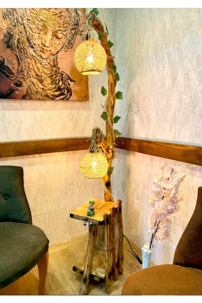 مصباح أرضي على شكل شجرة  سم بمصباحين من سلسلة سفارن بولو مكتبة مصباح أرضي إضاءة زاوية من الخشب الطبيعي