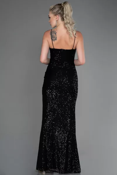 Schwarzes Leg Low-Cut Bügel Korsett Pailletten Abendkleid 