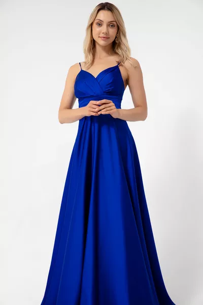 Damen Sax Seil Riemen Taillengürtel Satin Langes Abendkleid & Abschlusskleid