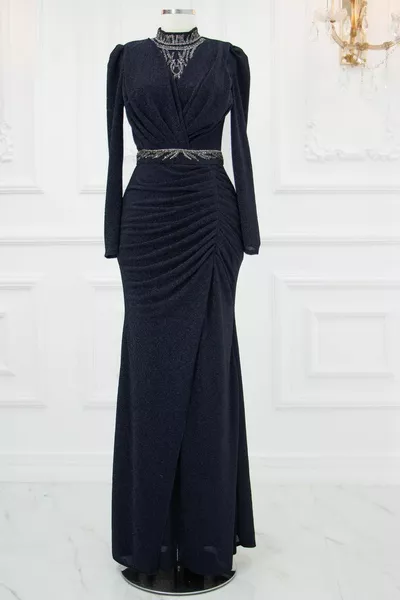 Вечерна рокля Zühre Hijab Navy Blue