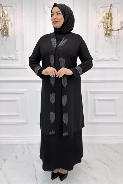 ABENDKLEID FÜR DAMEN MIT SCHWARZEM STEIN T 