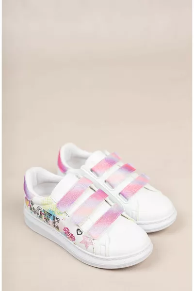 Velcro Chaussures Blanches Pour Enfants Avec Coussinets Orthopédiques