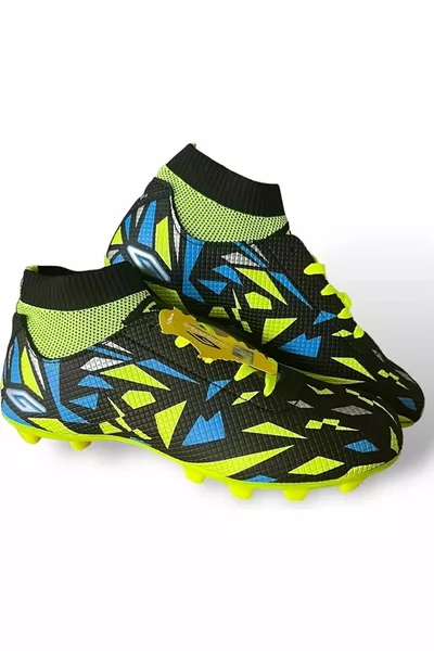 Shoesmood DGN  Flt Enfants Noir-F. Chaussures de football avec chaussettes jaunes