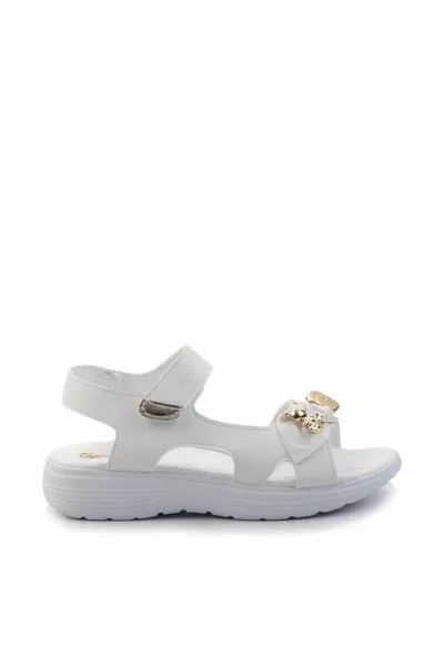 صندل نسائي بحجر لاميه أبيض 