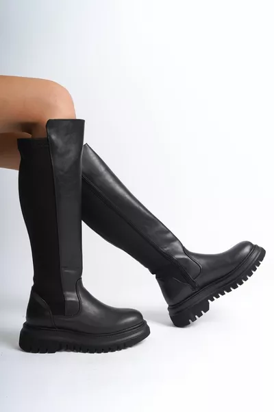 Дълги дамски ботуши с цип