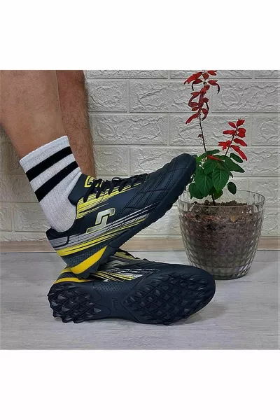  Chaussures de football Astroturf laqué noir-jaune