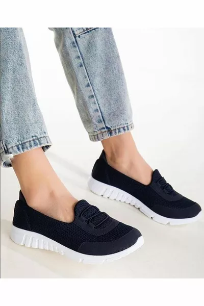 Femmes Noir Blanc Sans lacets Confortable Léger Mémoire Semelle Épaisse Randonnée Maman Casual Tissu Sneakers