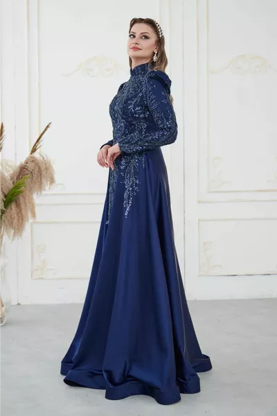 Clear Hijab Evening Dresses