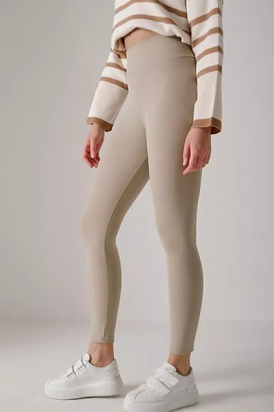 Corduroy gebreide panty's met hoge taille