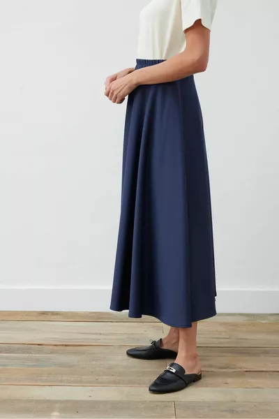 Scuba Flared Skirt Navy Blue