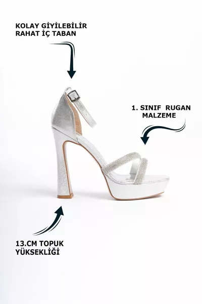 الفضة لامعة الحجر اثنين من حارات مشبك رقيقة عالية الكعب المرأة فساتين السهرة