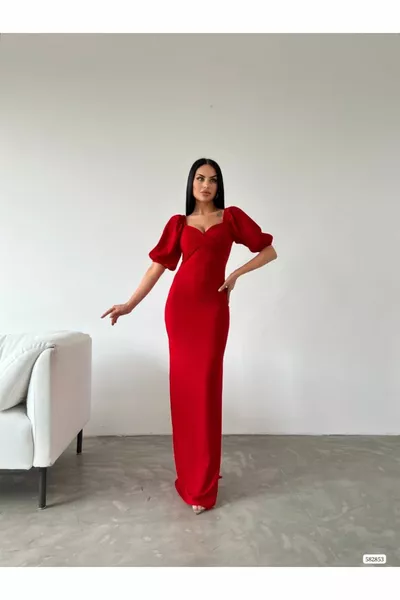 Вечернее платье из креповой ткани с разрезом в разрезе нового сезона 