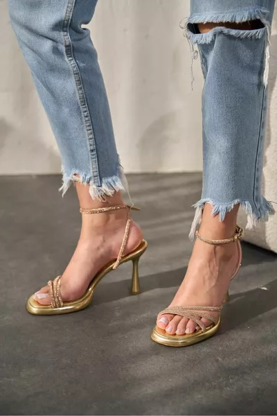 بوريس الذهب الملونة ثلاثة الفرقة سيم حجر الكاحل التعادل منصة المرأة الكعب