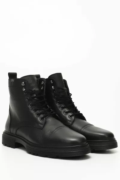 أسود فلوتر الجبهة جلد طبيعي سستة الدانتيل متابعة أحذية بريدية للرجال 