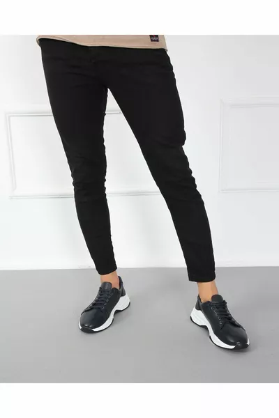 جلد طبيعي إيفا سول فلوتر مطبوع أزرق كحلي أحذية رياضية للرجال 