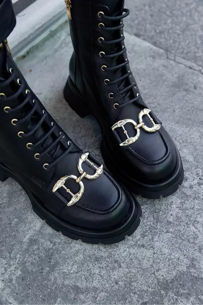 أنابيل أسود جلد طبيعي أحذية نسائية