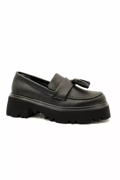 Feles Corcik Tufted Oxford Casual Loafer Chaussures Femme NOIR