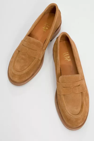 PLINE Earth Suede Mocassins en cuir véritable pour femmes