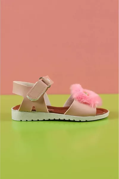 Powder Flower Buckle Tassel Girls' Sandals