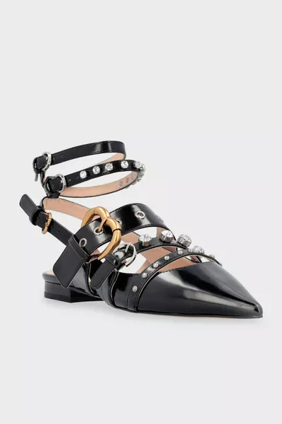 Pinko Stone Open Back Pointed Toe Leather Shoes SHOES 