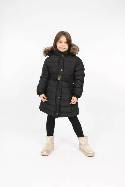 Черное плюшевое пальто для девочек с экстра мягкой подкладкой