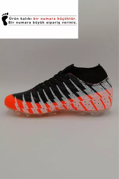 Orange Black  Men's Socks Football Cleat Shoes