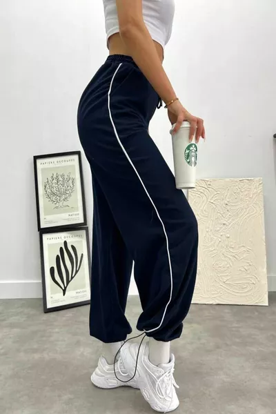 Lacivert Yan Biye Bol Eşofman Altı Unisex