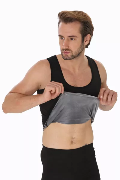 Мъжки черен потник Diaphoretic Special Polymer Fabric Потник за сауна