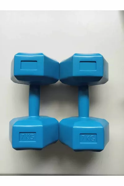 7 kg x 2 pezzi angolare rivestito in vinile blu set di pesi per manubri