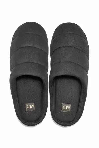 أدامو شباشب منزلية للرجال نعل صامت أسود /