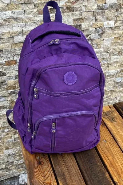 Unisex Crinkle Impermeabile Tessuto Multi-scomparto Scuola E Zaino Da Viaggio 