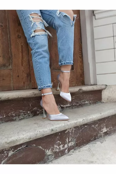 Silber Satin cm Champagner Damen Heels mit Absatz Armband