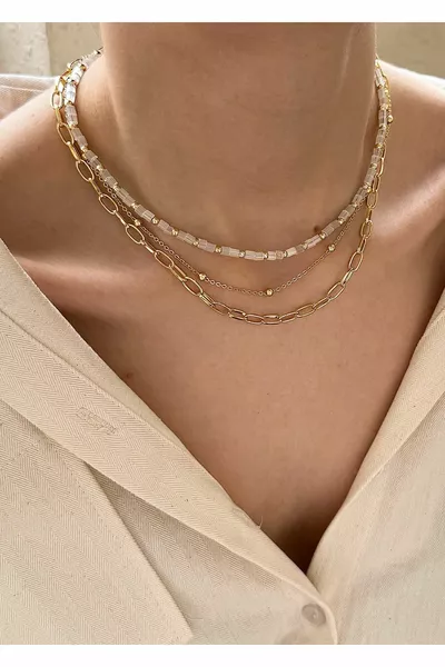 3, Lu Women's Combination Cube Crystal Necklace