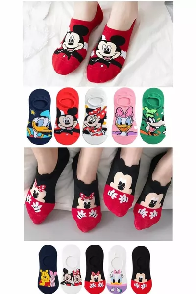  Pairs of Women's Multicolor Invisible (SNEAKER) Sneaker Socks