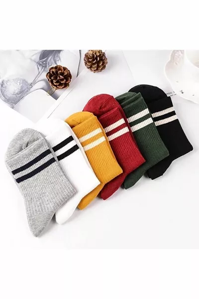 للجنسين مختلطة اللون مخطط كلية الجوارب مجموعة 6 أزواج