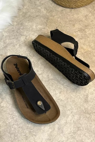 Casual Women's Slippers Single Flip Flops Comfortable Cork Sole Buckle Adjustable Sandals 