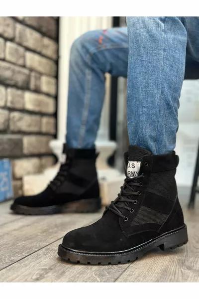  U.S Army Noir À lacets Bottes postales en daim de sport pour hommes